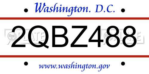 2QBZ488 District Of Columbia License Plate