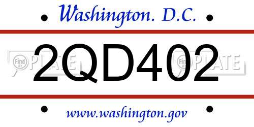 2QD402 District Of Columbia License Plate