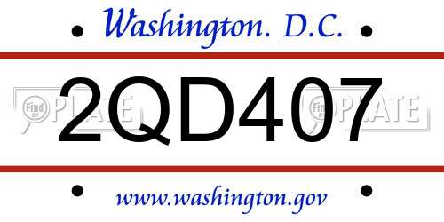 2QD407 District Of Columbia License Plate
