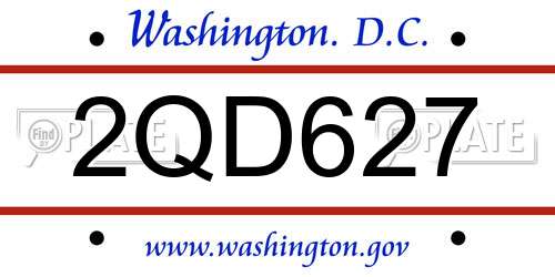 2QD627 District Of Columbia License Plate