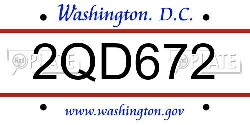 2QD672 District Of Columbia License Plate