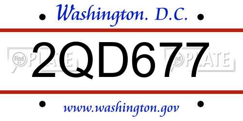 2QD677 District Of Columbia License Plate
