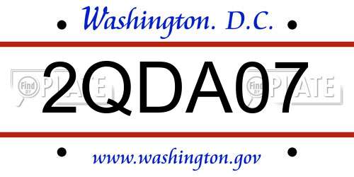 2QDA07 District Of Columbia License Plate