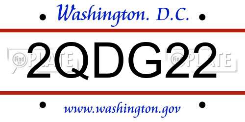 2QDG22 District Of Columbia License Plate