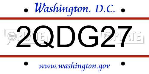2QDG27 District Of Columbia License Plate