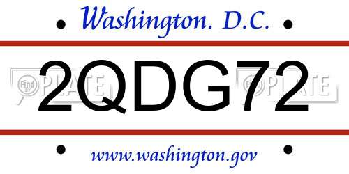 2QDG72 District Of Columbia License Plate