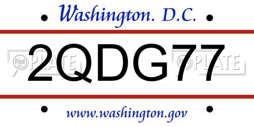 2QDG77 District Of Columbia License Plate