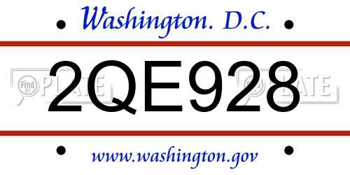 2QE928 District Of Columbia License Plate
