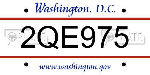 2QE975 District Of Columbia License Plate