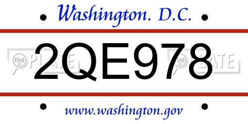 2QE978 District Of Columbia License Plate