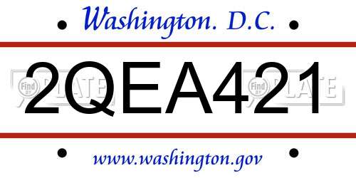 2QEA421 District Of Columbia License Plate