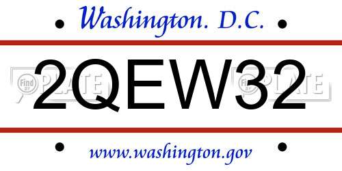 2QEW32 District Of Columbia License Plate