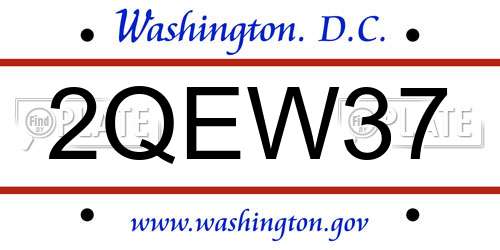 2QEW37 District Of Columbia License Plate