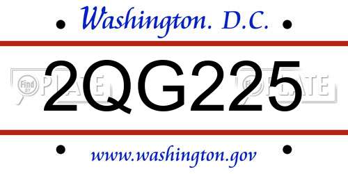 2QG225 District Of Columbia License Plate