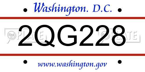 2QG228 District Of Columbia License Plate
