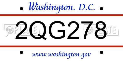 2QG278 District Of Columbia License Plate