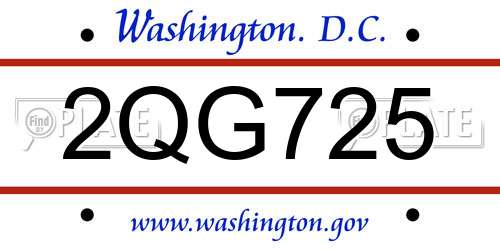 2QG725 District Of Columbia License Plate
