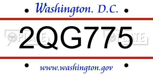 2QG775 District Of Columbia License Plate