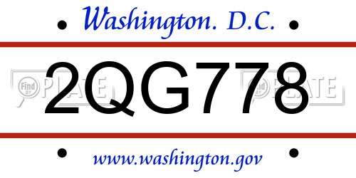 2QG778 District Of Columbia License Plate