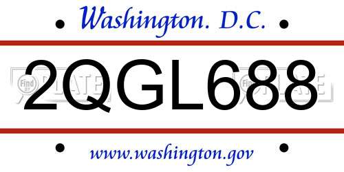 2QGL688 District Of Columbia License Plate