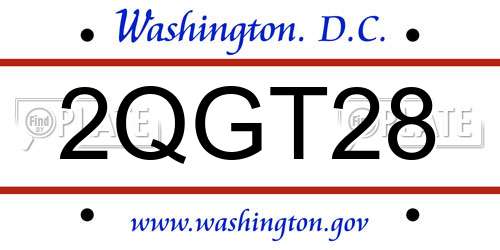 2QGT28 District Of Columbia License Plate