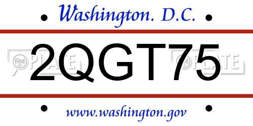 2QGT75 District Of Columbia License Plate