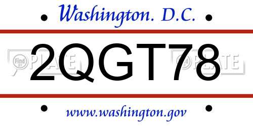 2QGT78 District Of Columbia License Plate