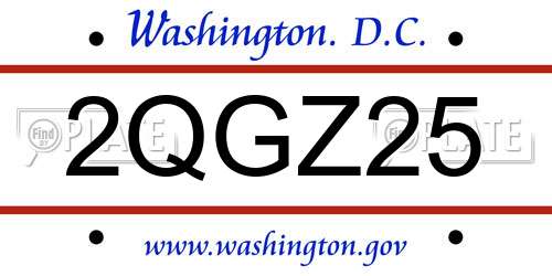 2QGZ25 District Of Columbia License Plate