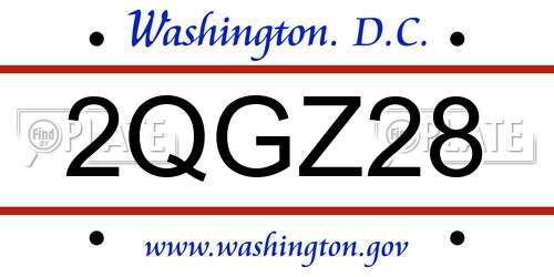 2QGZ28 District Of Columbia License Plate