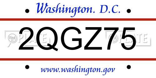 2QGZ75 District Of Columbia License Plate