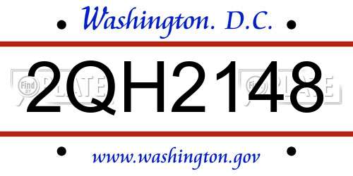 2QH2148 District Of Columbia License Plate