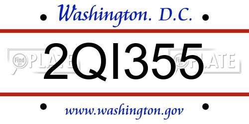 2QI355 District Of Columbia License Plate