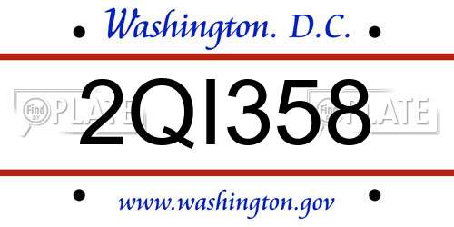 2QI358 District Of Columbia License Plate