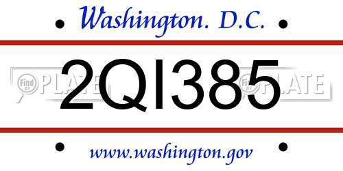2QI385 District Of Columbia License Plate
