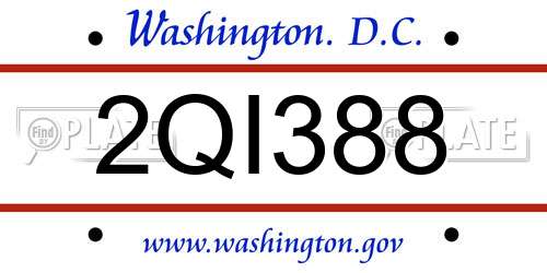 2QI388 District Of Columbia License Plate