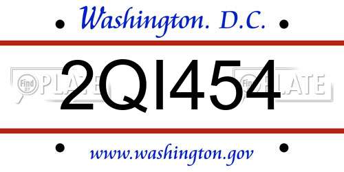 2QI454 District Of Columbia License Plate