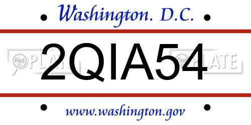2QIA54 District Of Columbia License Plate