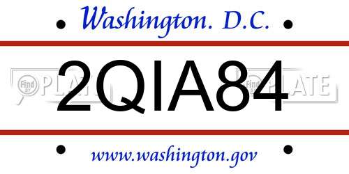 2QIA84 District Of Columbia License Plate