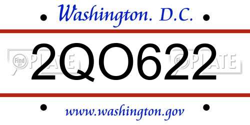 2QO622 District Of Columbia License Plate