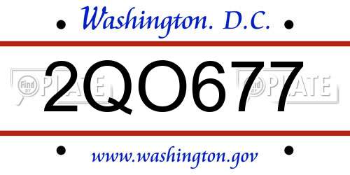 2QO677 District Of Columbia License Plate