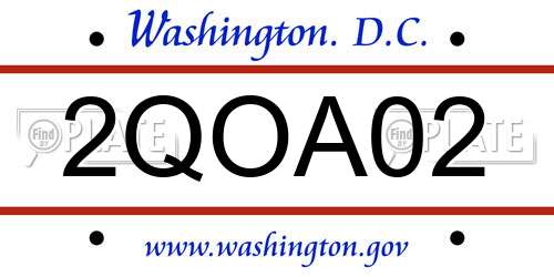 2QOA02 District Of Columbia License Plate