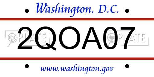 2QOA07 District Of Columbia License Plate