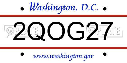 2QOG27 District Of Columbia License Plate