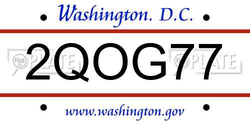 2QOG77 District Of Columbia License Plate