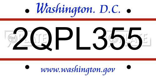 2QPL355 District Of Columbia License Plate