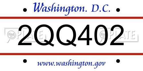 2QQ402 District Of Columbia License Plate