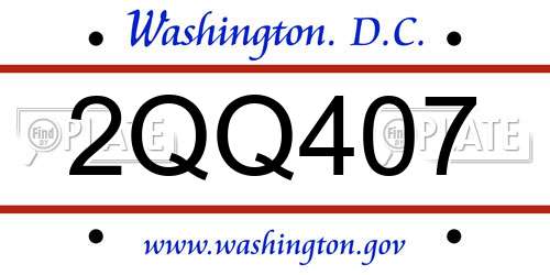 2QQ407 District Of Columbia License Plate