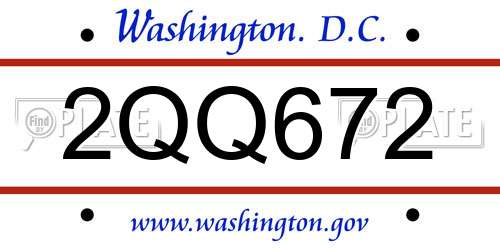 2QQ672 District Of Columbia License Plate