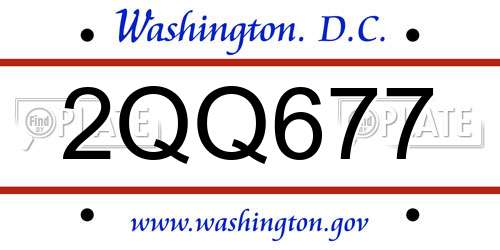 2QQ677 District Of Columbia License Plate