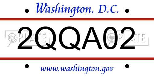 2QQA02 District Of Columbia License Plate